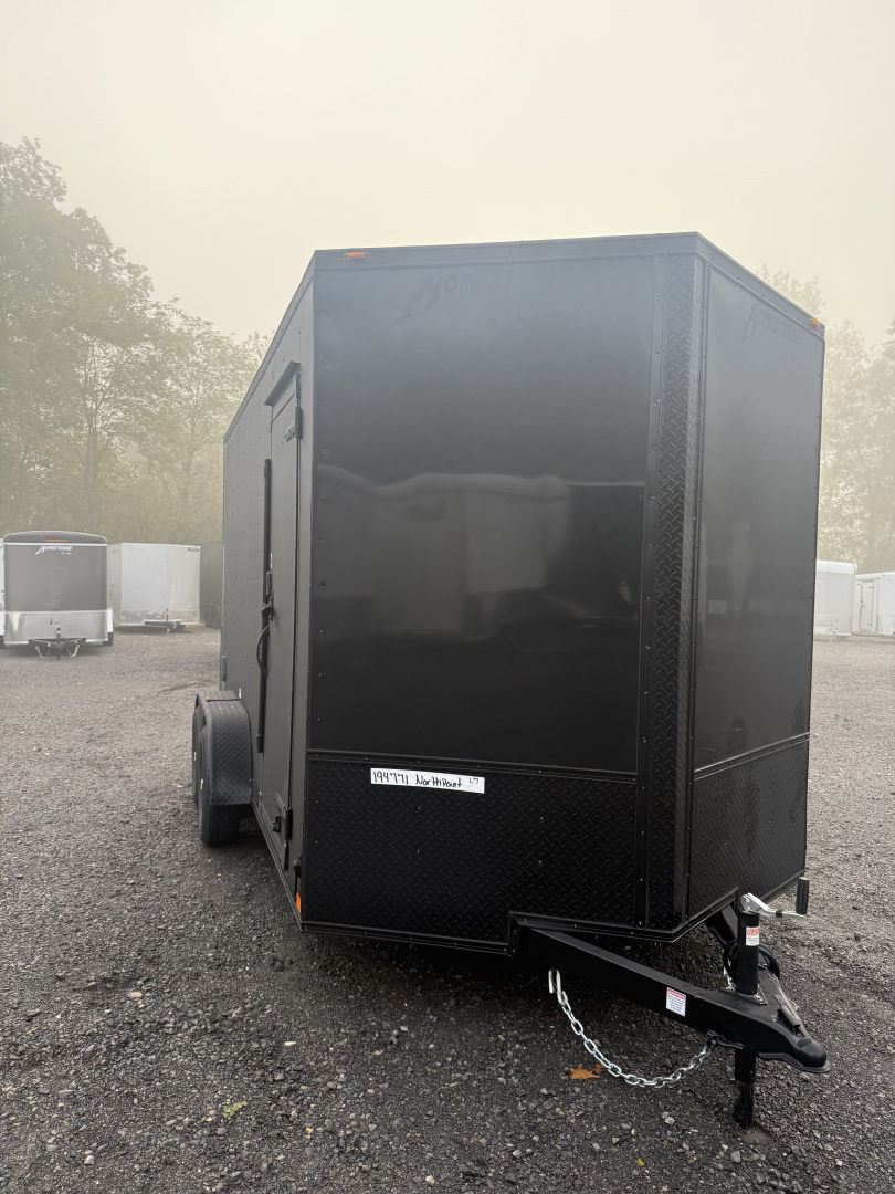 New 2026 Homesteader 7x14IT V-Nose - 7' Interior - BLACK - BLACK OUT PKG - ALUM. WHEELS