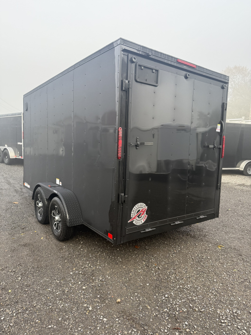 New 2026 Homesteader 7x14IT V-Nose - 7' Interior - BLACK - BLACK OUT PKG - ALUM. WHEELS