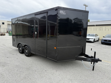 New 2026 Rock Solid Cargo 8.5x16 7K Rear Door Black Out Cargo / Enclosed Trailer