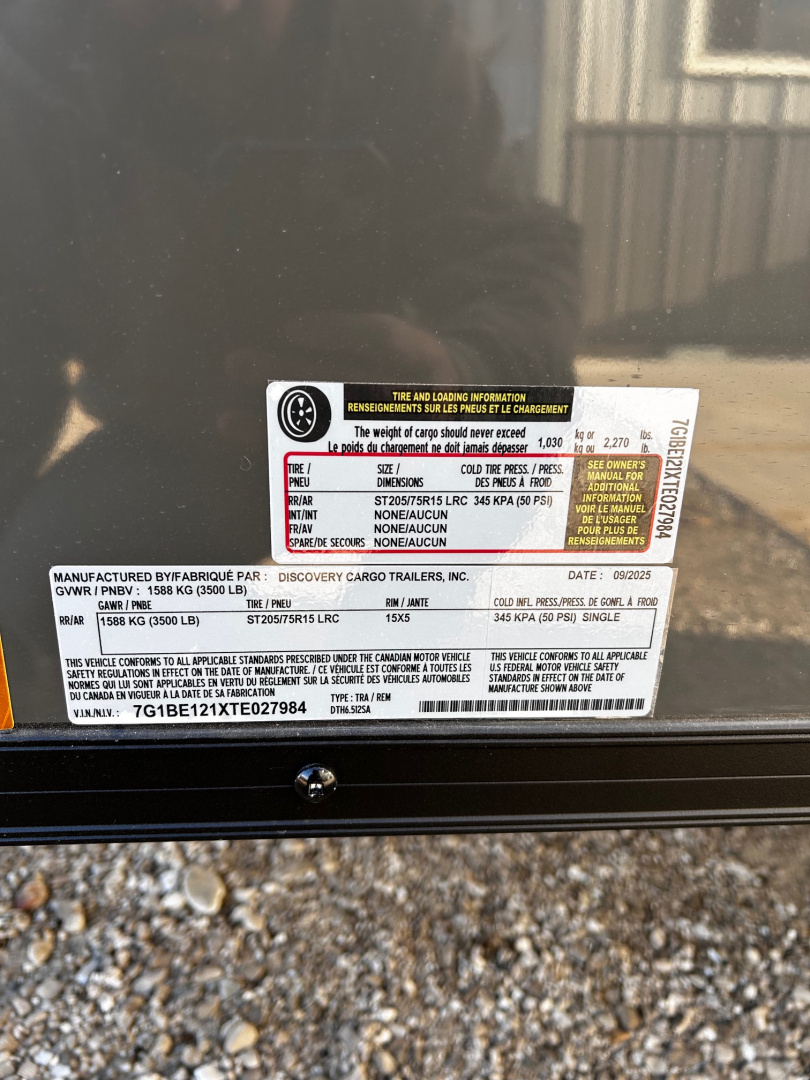 New 2026 Discovery Trailers 6.5X12 7' INTERIOR HEIGHT, RAMP DOOR, BLACKOUT PACKAGE Cargo / Enclosed Trailer