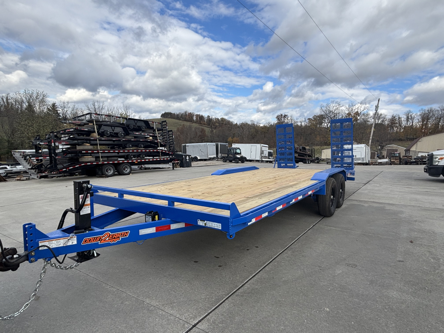 New 2026 Down 2 Earth Trailers 102"X22' Drive Over Equipment Hauler Trailer (Blue) - 14,000# GVWR