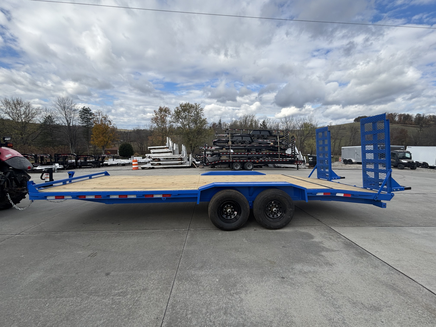 New 2026 Down 2 Earth Trailers 102"X22' Drive Over Equipment Hauler Trailer (Blue) - 14,000# GVWR