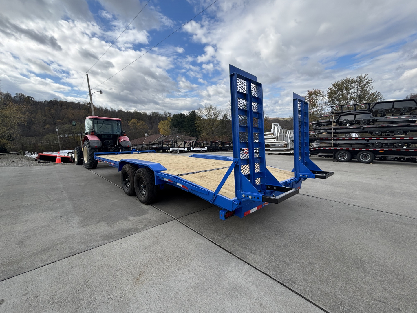 New 2026 Down 2 Earth Trailers 102"X22' Drive Over Equipment Hauler Trailer (Blue) - 14,000# GVWR