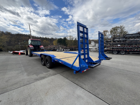 New 2026 Down 2 Earth Trailers 102"X22' Drive Over Equipment Hauler Trailer (Blue) - 14,000# GVWR