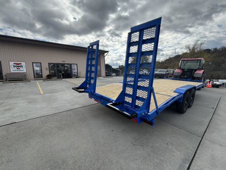 New 2026 Down 2 Earth Trailers 102"X22' Drive Over Equipment Hauler Trailer (Blue) - 14,000# GVWR