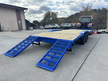New 2026 Down 2 Earth Trailers 102"X22' Drive Over Equipment Hauler Trailer (Blue) - 14,000# GVWR