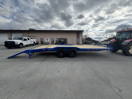 New 2026 Down 2 Earth Trailers 102"X22' Drive Over Equipment Hauler Trailer (Blue) - 14,000# GVWR