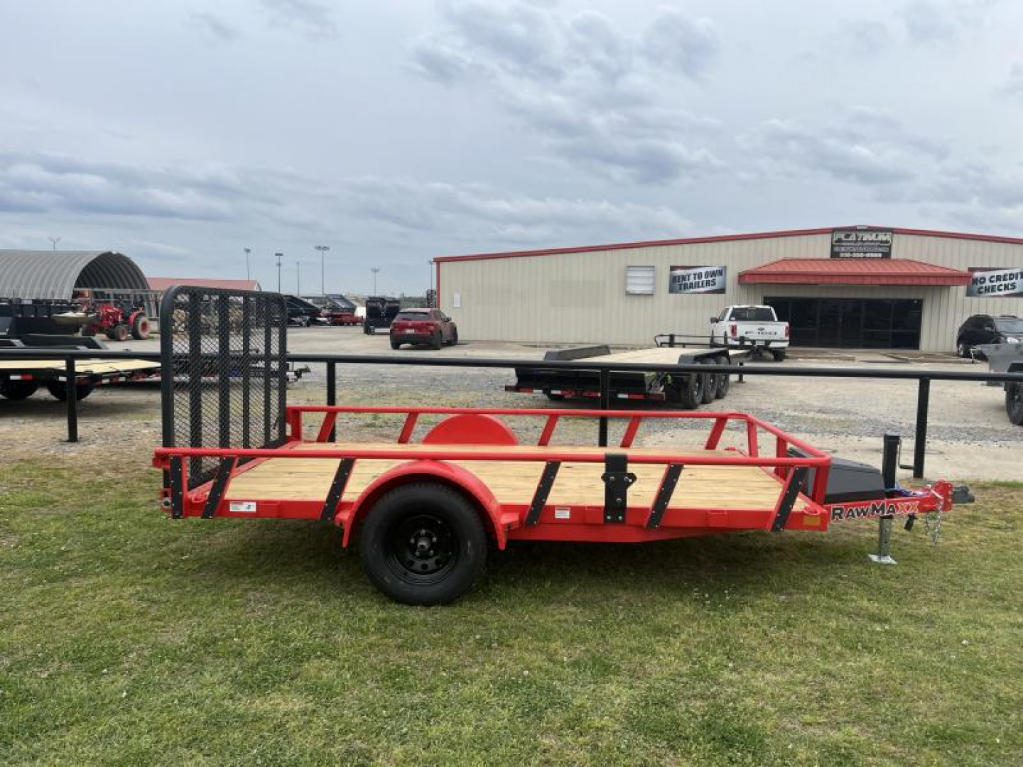 New 2025 RawMaxx 77X12 4' FOLDING GATE 2990K GVWR W/TOOLBOX Utility Trailer