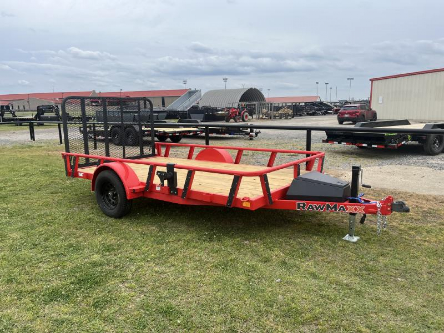 New 2025 RawMaxx 77X12 4' FOLDING GATE 2990K GVWR W/TOOLBOX Utility Trailer