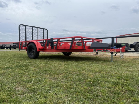 New 2025 RawMaxx 77X12 4' FOLDING GATE 2990K GVWR W/TOOLBOX Utility Trailer