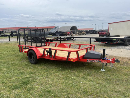 New 2025 RawMaxx 77X12 4' FOLDING GATE 2990K GVWR W/TOOLBOX Utility Trailer