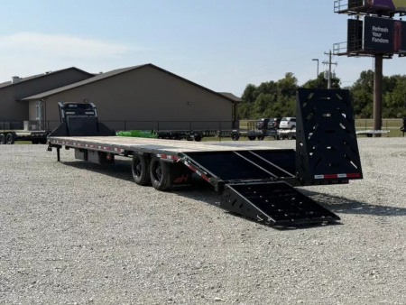 New 2025 Horizon Trailers FHZSS 102X40 GOOSENECK HOTSHOT SUPER SINGLE 10K W/SLIDE RATCHETS 25,000 GVWR Flatbed Trailer