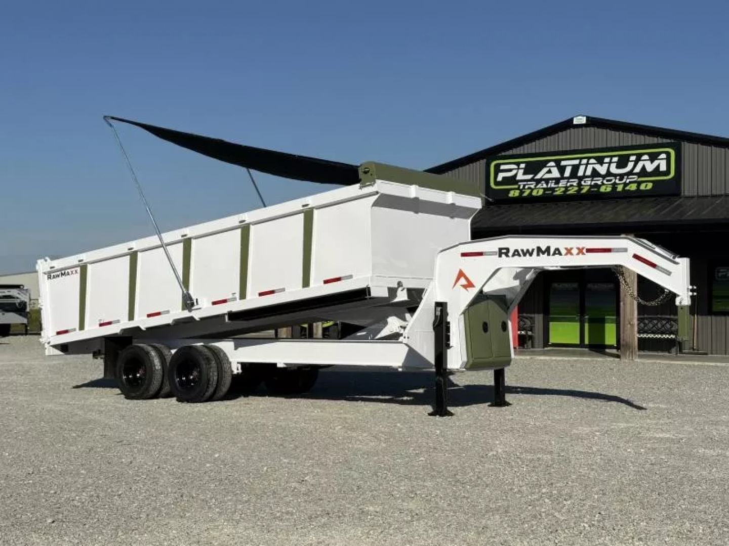 New 2026 RawMaxx HDX 102X20X44 GOOSENECK HIGH SIDE W/14 PLYS, HYDRAULIC JACKS, AND FLIP OVER TARP 24K GVWR Dump Trailer