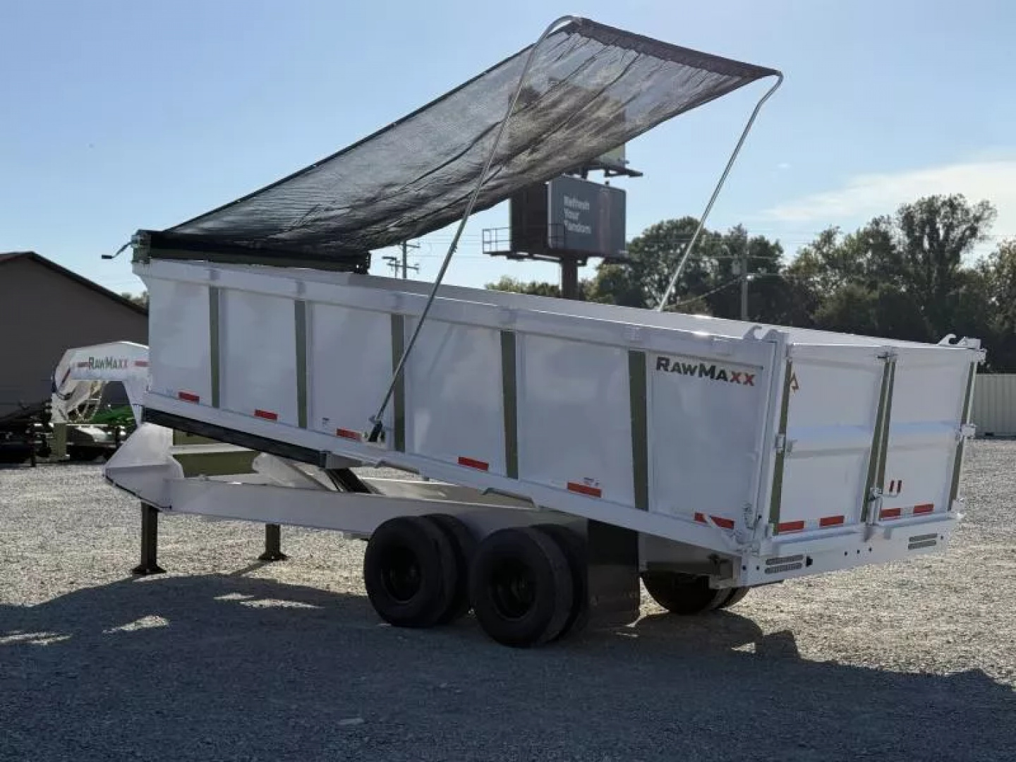 New 2026 RawMaxx HDX 102X20X44 GOOSENECK HIGH SIDE W/14 PLYS, HYDRAULIC JACKS, AND FLIP OVER TARP 24K GVWR Dump Trailer