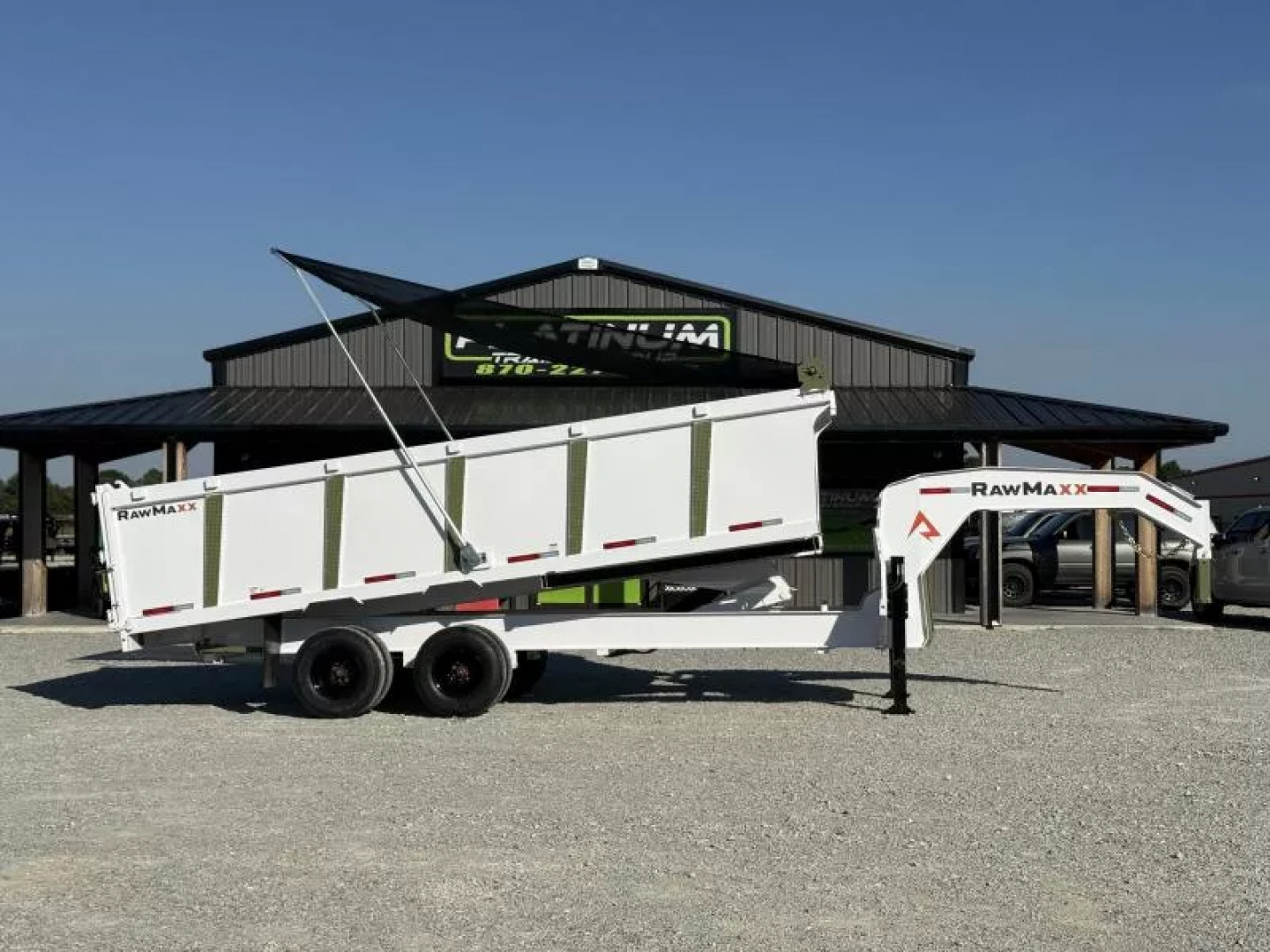 New 2026 RawMaxx HDX 102X20X44 GOOSENECK HIGH SIDE W/14 PLYS, HYDRAULIC JACKS, AND FLIP OVER TARP 24K GVWR Dump Trailer