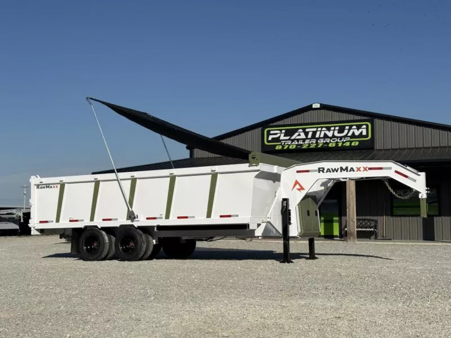 New 2026 RawMaxx HDX 102X20X44 GOOSENECK HIGH SIDE W/14 PLYS, HYDRAULIC JACKS, AND FLIP OVER TARP 24K GVWR Dump Trailer