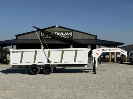 New 2026 RawMaxx HDX 102X20X44 GOOSENECK HIGH SIDE W/14 PLYS, HYDRAULIC JACKS, AND FLIP OVER TARP 24K GVWR Dump Trailer