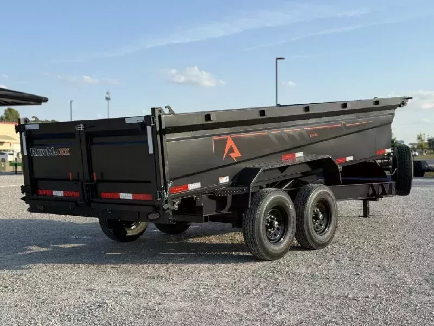 New 2026 RawMaxx GDX KNIGHT 83X16 HIGH SIDE W/14 PLYS AND SPARE 14K GVWR Dump Trailer