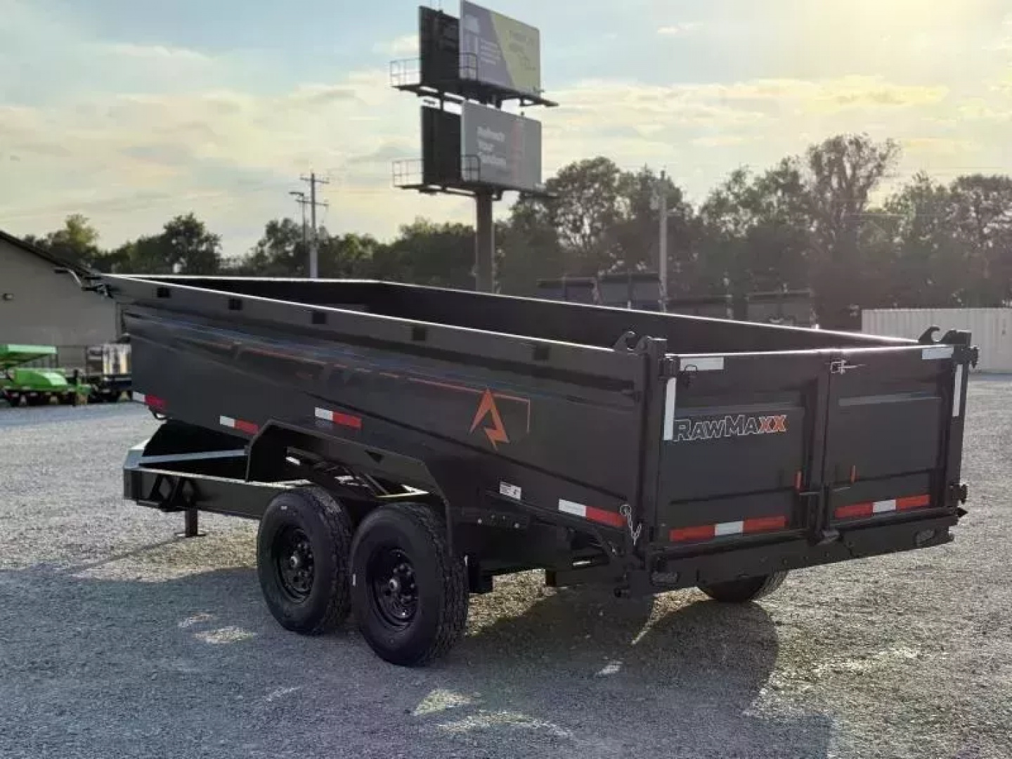 New 2026 RawMaxx GDX KNIGHT 83X16 HIGH SIDE W/14 PLYS AND SPARE 14K GVWR Dump Trailer