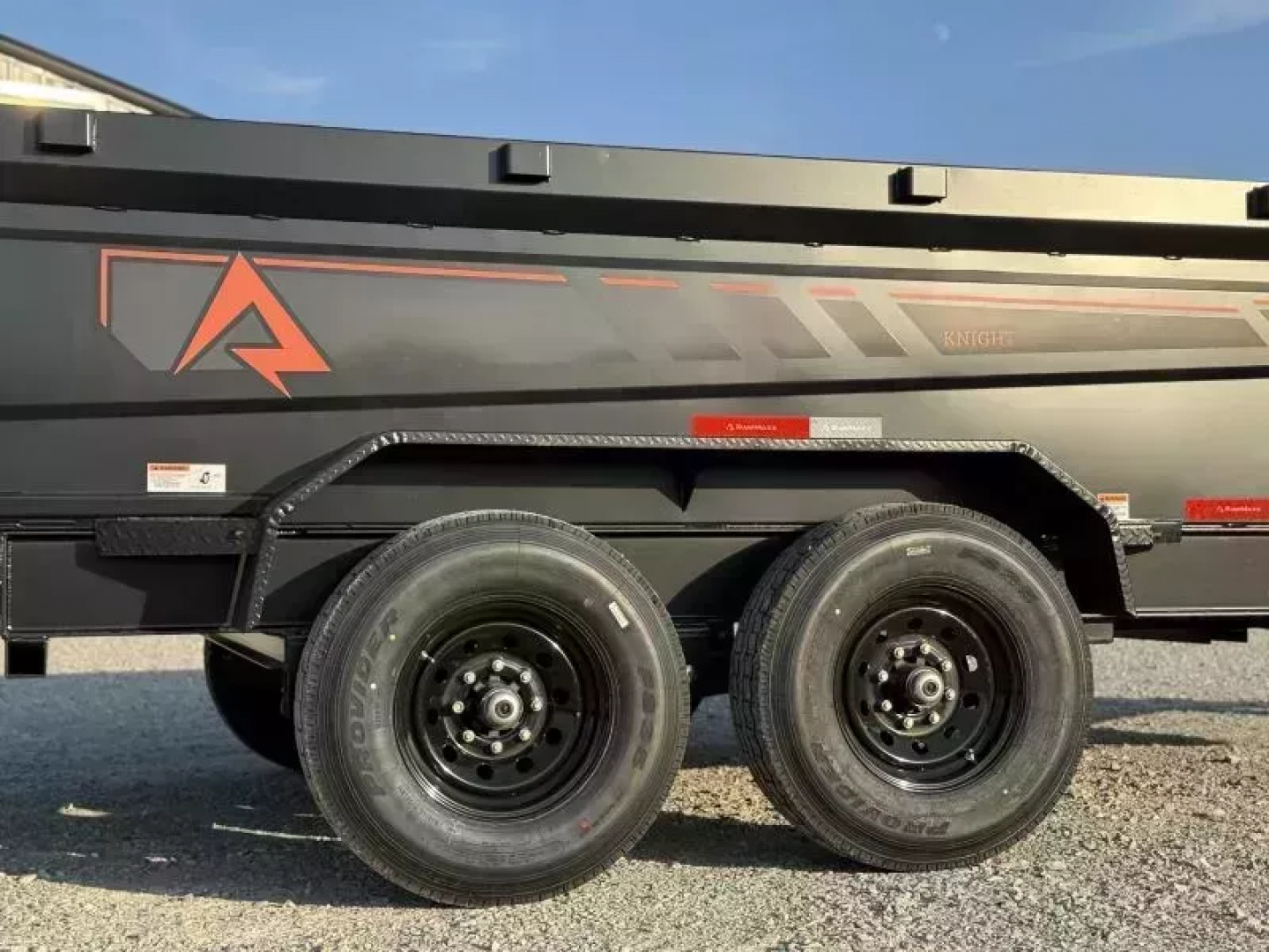 New 2026 RawMaxx GDX KNIGHT 83X16 HIGH SIDE W/14 PLYS AND SPARE 14K GVWR Dump Trailer