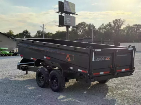 New 2026 RawMaxx GDX KNIGHT 83X16 HIGH SIDE W/14 PLYS AND SPARE 14K GVWR Dump Trailer