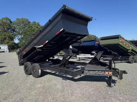 New 2026 RawMaxx GDX KNIGHT 83X16 HIGH SIDE W/14 PLYS AND SPARE 14K GVWR Dump Trailer