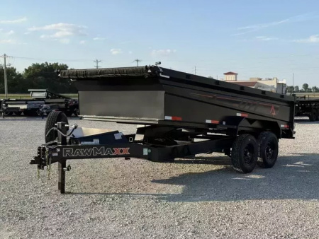 New 2026 RawMaxx GDX KNIGHT 83X16 HIGH SIDE W/14 PLYS AND SPARE 14K GVWR Dump Trailer
