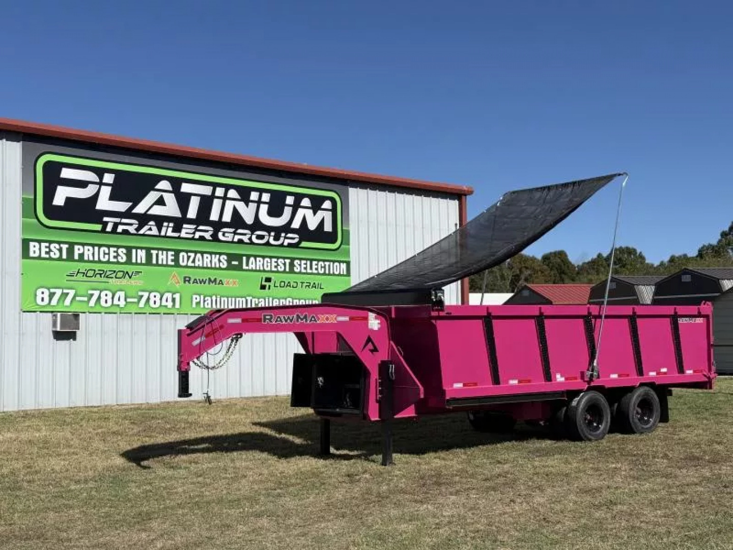 New 2026 RawMaxx 102X20 HDX GOOSENECK HIGH SIDE W/14 PLYS, HYDRAULIC JACKS, HYDRAULIC DISC BRAKES, AND FLIP OVER TARP 25.9K GVWR Tandem Dual Dump Trailer Dump Trailer