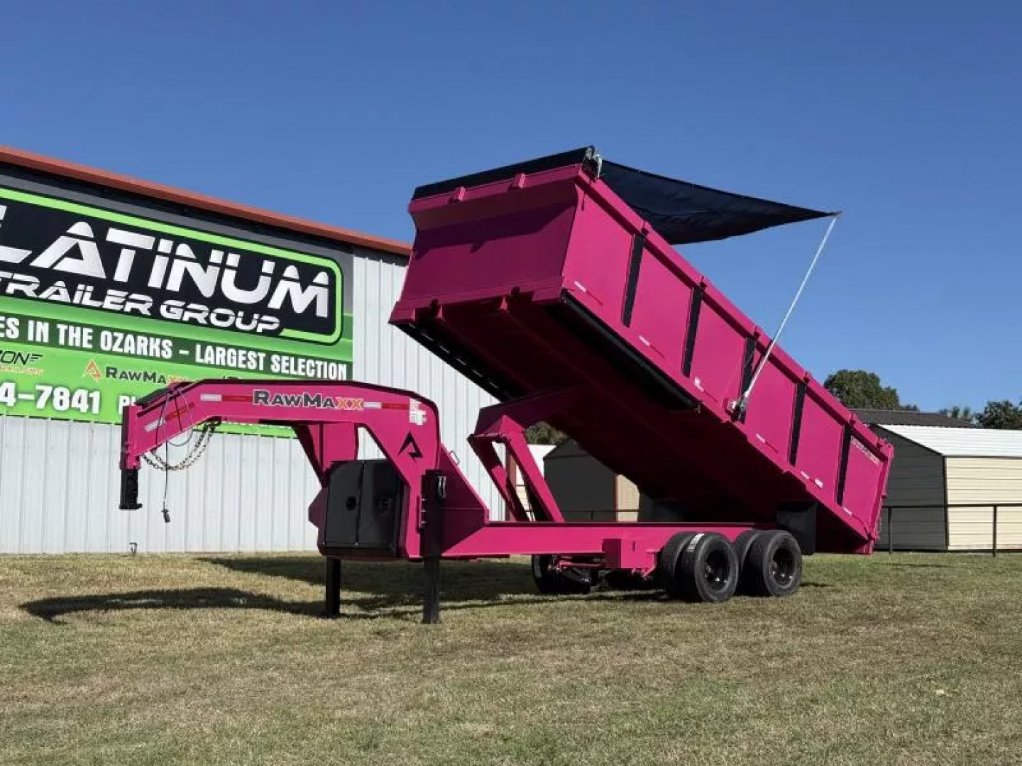 New 2026 RawMaxx 102X20 HDX GOOSENECK HIGH SIDE W/14 PLYS, HYDRAULIC JACKS, HYDRAULIC DISC BRAKES, AND FLIP OVER TARP 25.9K GVWR Tandem Dual Dump Trailer Dump Trailer