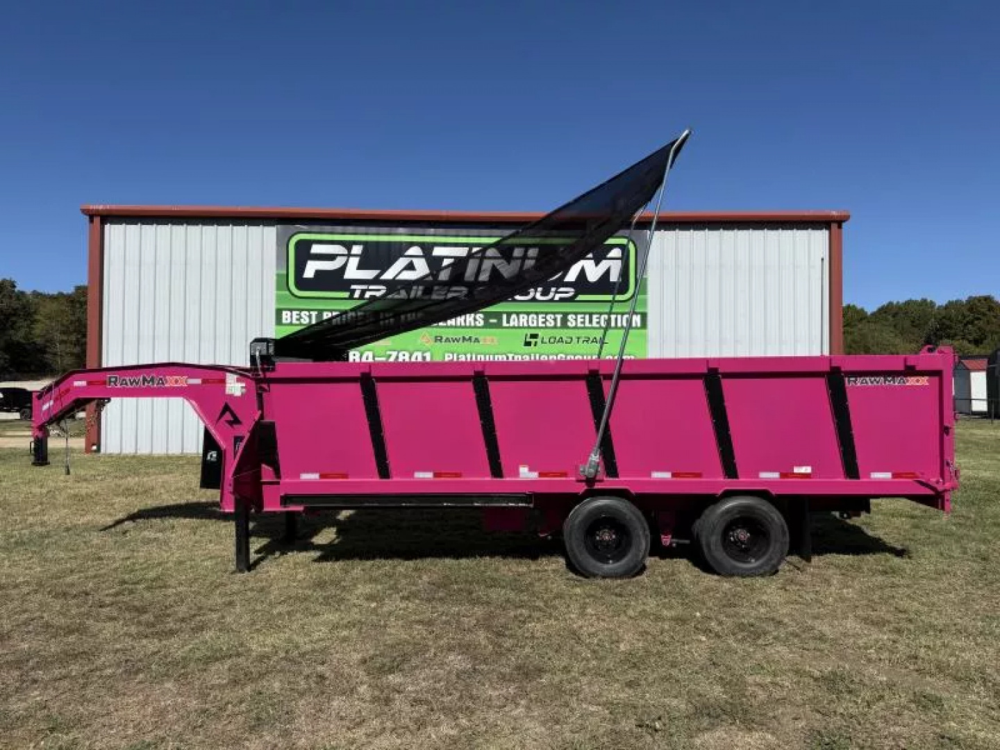 New 2026 RawMaxx 102X20 HDX GOOSENECK HIGH SIDE W/14 PLYS, HYDRAULIC JACKS, HYDRAULIC DISC BRAKES, AND FLIP OVER TARP 25.9K GVWR Tandem Dual Dump Trailer Dump Trailer