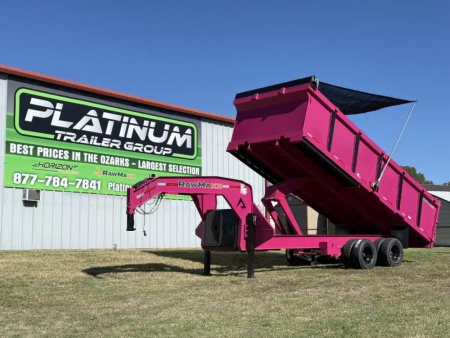 New 2026 RawMaxx 102X20 HDX GOOSENECK HIGH SIDE W/14 PLYS, HYDRAULIC JACKS, HYDRAULIC DISC BRAKES, AND FLIP OVER TARP 25.9K GVWR Tandem Dual Dump Trailer Dump Trailer