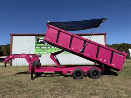 New 2026 RawMaxx 102X20 HDX GOOSENECK HIGH SIDE W/14 PLYS, HYDRAULIC JACKS, HYDRAULIC DISC BRAKES, AND FLIP OVER TARP 25.9K GVWR Tandem Dual Dump Trailer Dump Trailer
