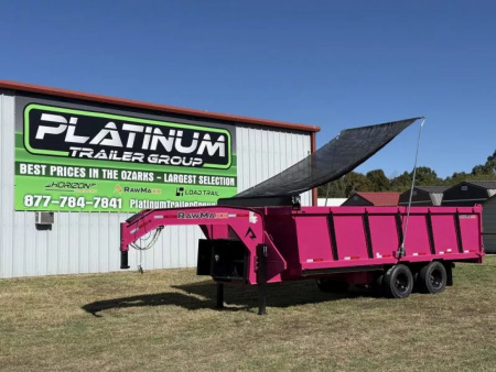 New 2026 RawMaxx 102X20 HDX GOOSENECK HIGH SIDE W/14 PLYS, HYDRAULIC JACKS, HYDRAULIC DISC BRAKES, AND FLIP OVER TARP 25.9K GVWR Tandem Dual Dump Trailer Dump Trailer