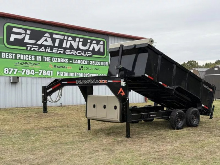 New 2026 RawMaxx LPX TELESCOPIC 83X14 HIGH SIDE W/HYDRAULIC JACKS 16K GVWR GOOSENECK Dump Trailer Dump Trailer