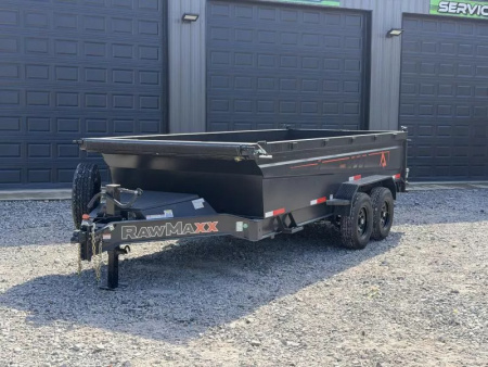 New 2026 RawMaxx GDX KNIGHT 83X16 HIGH SIDE W/14 PLYS AND SPARE 14K GVWR Dump Trailer