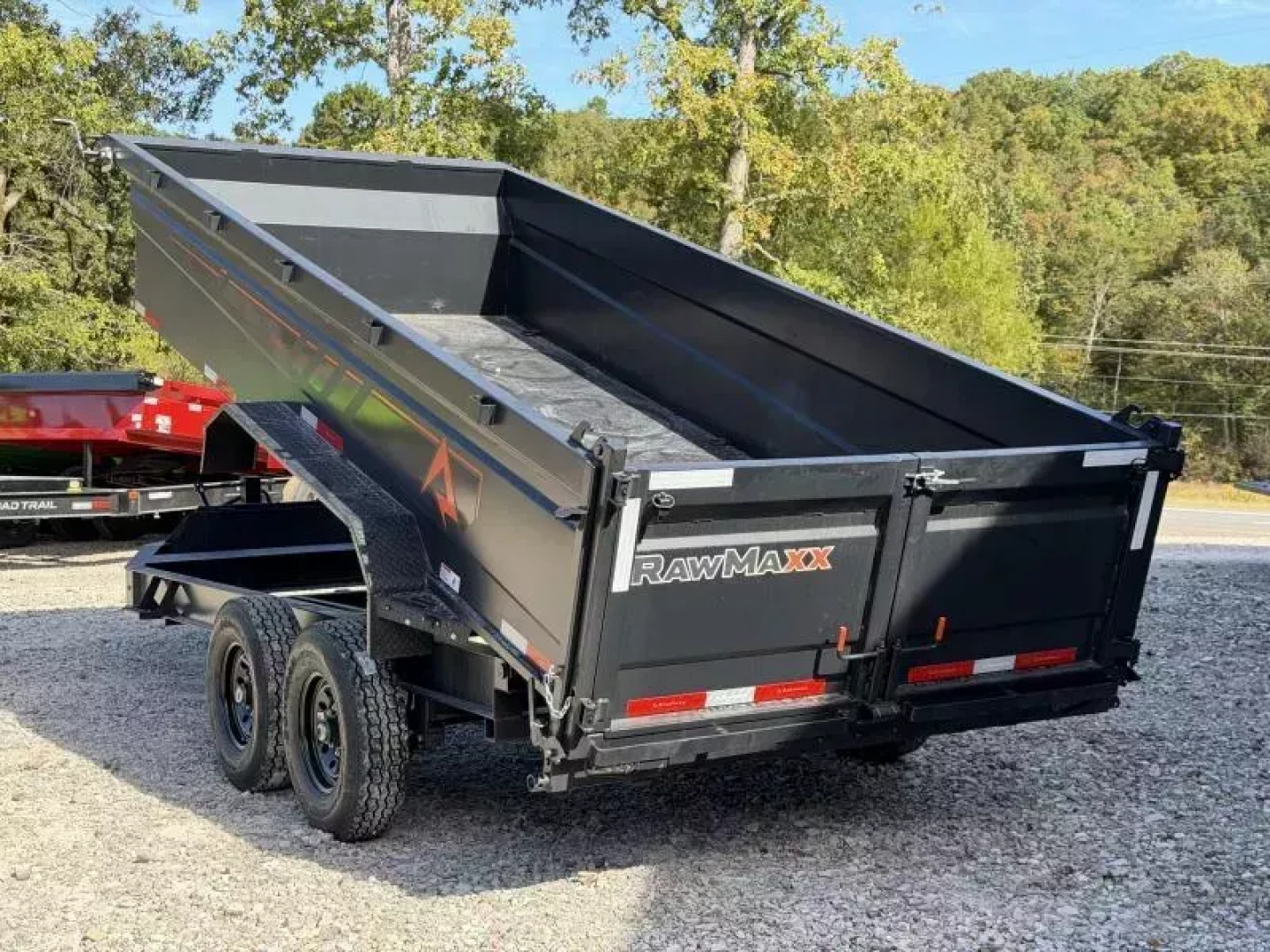 New 2026 RawMaxx GDX KNIGHT 83X16 HIGH SIDE W/14 PLYS AND SPARE 14K GVWR Dump Trailer