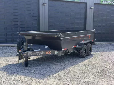 New 2026 RawMaxx GDX KNIGHT 83X16 HIGH SIDE W/14 PLYS AND SPARE 14K GVWR Dump Trailer