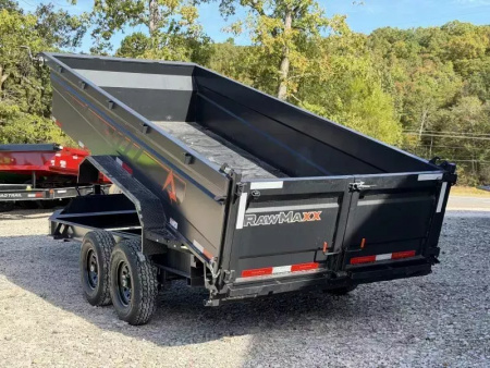 New 2026 RawMaxx GDX KNIGHT 83X16 HIGH SIDE W/14 PLYS AND SPARE 14K GVWR Dump Trailer
