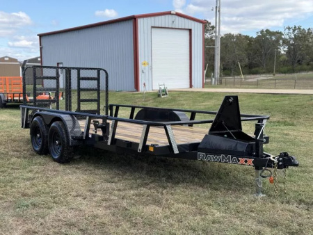 New 2026 RawMaxx UTX 83X16 W/TOOLBOX AND 4' HD FOLDING SPLIT GATE 10K GVWR Utility Trailer