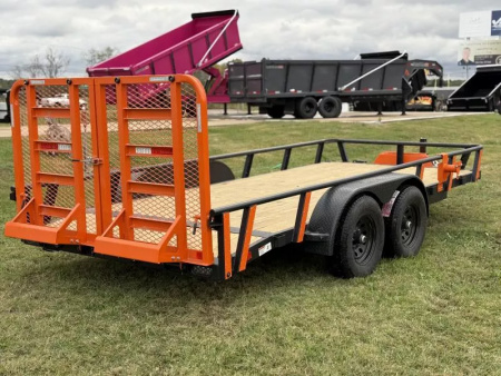 New 2026 RawMaxx UTX 83X16 W/TOOLBOX AND 4' HD FOLDING SPLIT GATE 10K GVWR Utility Trailer