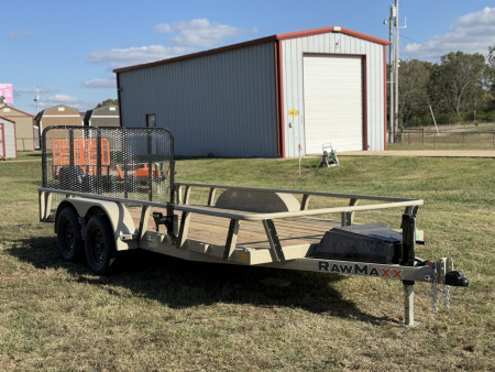 New 2026 RawMaxx UTX 83X16 W/TOOLBOX AND 4' FOLDING GATE 7K GVWR Utility Trailer
