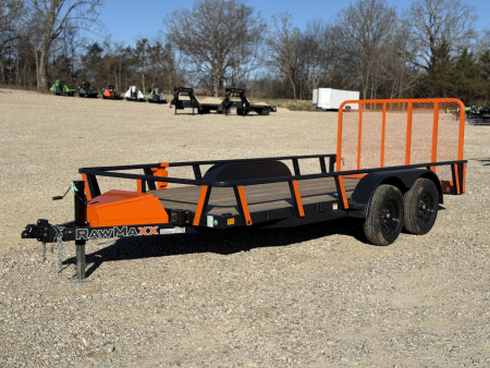 New 2026 RawMaxx UTX 83X16 W/TOOLBOX AND 4' FOLDING GATE 7K GVWR Utility Trailer