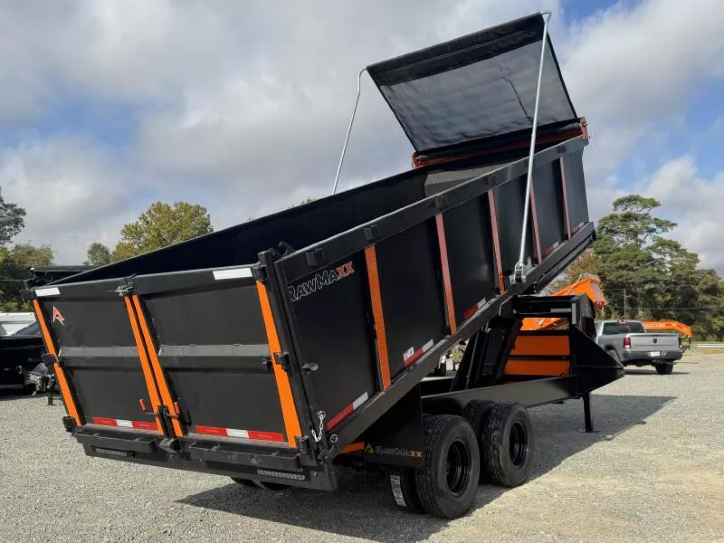 New 2026 RawMaxx HDX 102X20 GOOSENECK HIGH SIDE W/14 PLYS, HYDRAULIC JACKS, AND FLIP OVER TARP 25900K GVWR Dump Trailer