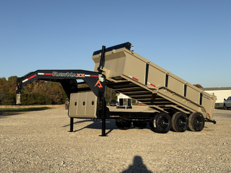 New 2026 RawMaxx TELESCOPIC 83X16 HIGH SIDE W/HYDRAULIC JACKS 21K GVWR GOOSENECK Dump Trailer Dump Trailer