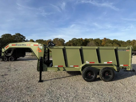 New 2026 RawMaxx LPX TELESCOPIC 83X14 HIGH SIDE W/HYDRAULIC JACKS 16K GVWR GOOSENECK Dump Trailer Dump Trailer