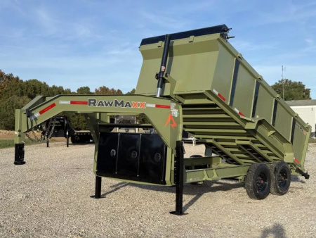 New 2026 RawMaxx LPX TELESCOPIC 83X14 HIGH SIDE W/HYDRAULIC JACKS 16K GVWR GOOSENECK Dump Trailer Dump Trailer
