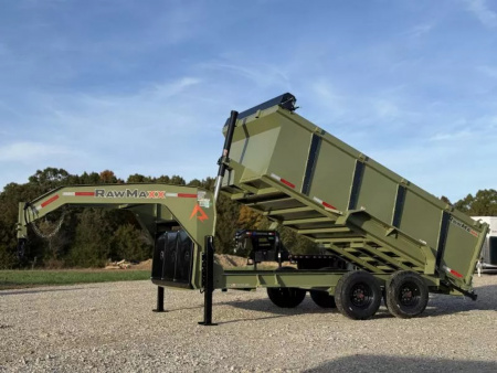 New 2026 RawMaxx LPX TELESCOPIC 83X14 HIGH SIDE W/HYDRAULIC JACKS 16K GVWR GOOSENECK Dump Trailer Dump Trailer