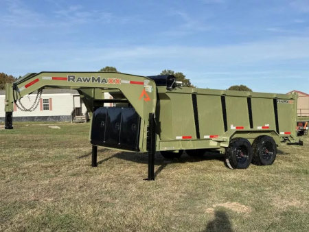 New 2026 RawMaxx LPX TELESCOPIC 83X14 HIGH SIDE W/HYDRAULIC JACKS 16K GVWR GOOSENECK Dump Trailer Dump Trailer