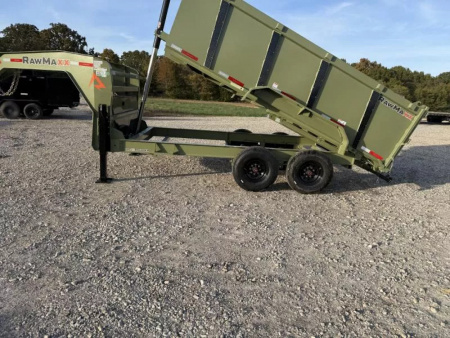New 2026 RawMaxx LPX TELESCOPIC 83X14 HIGH SIDE W/HYDRAULIC JACKS 16K GVWR GOOSENECK Dump Trailer Dump Trailer