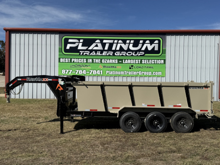 New 2026 RawMaxx TELESCOPIC 83X16 HIGH SIDE W/HYDRAULIC JACKS 21K GVWR GOOSENECK Dump Trailer Dump Trailer
